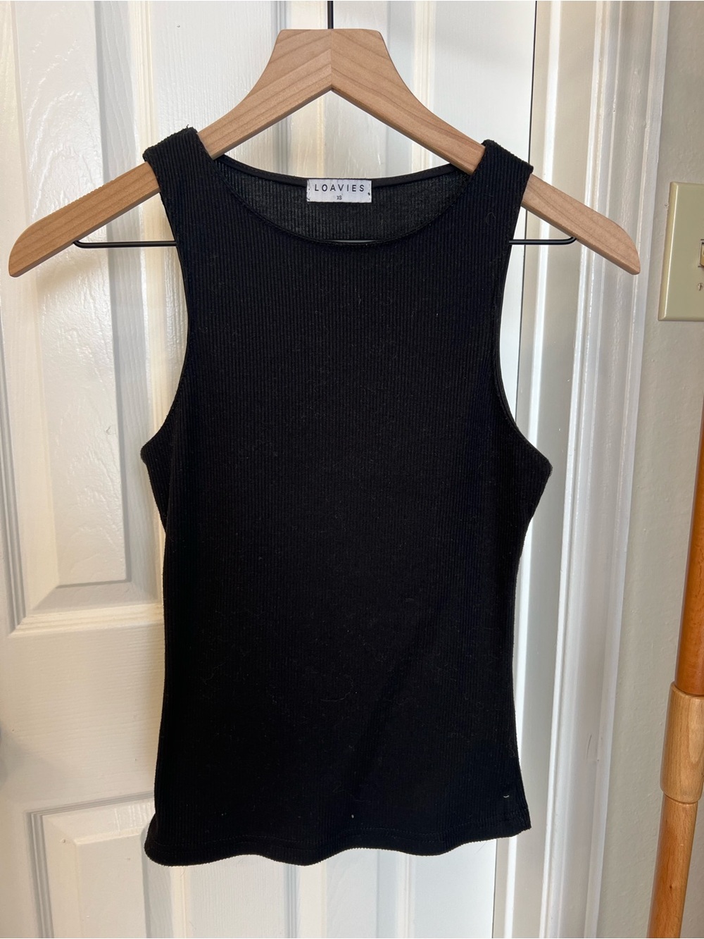 Black Ribbed Tank with High Neck